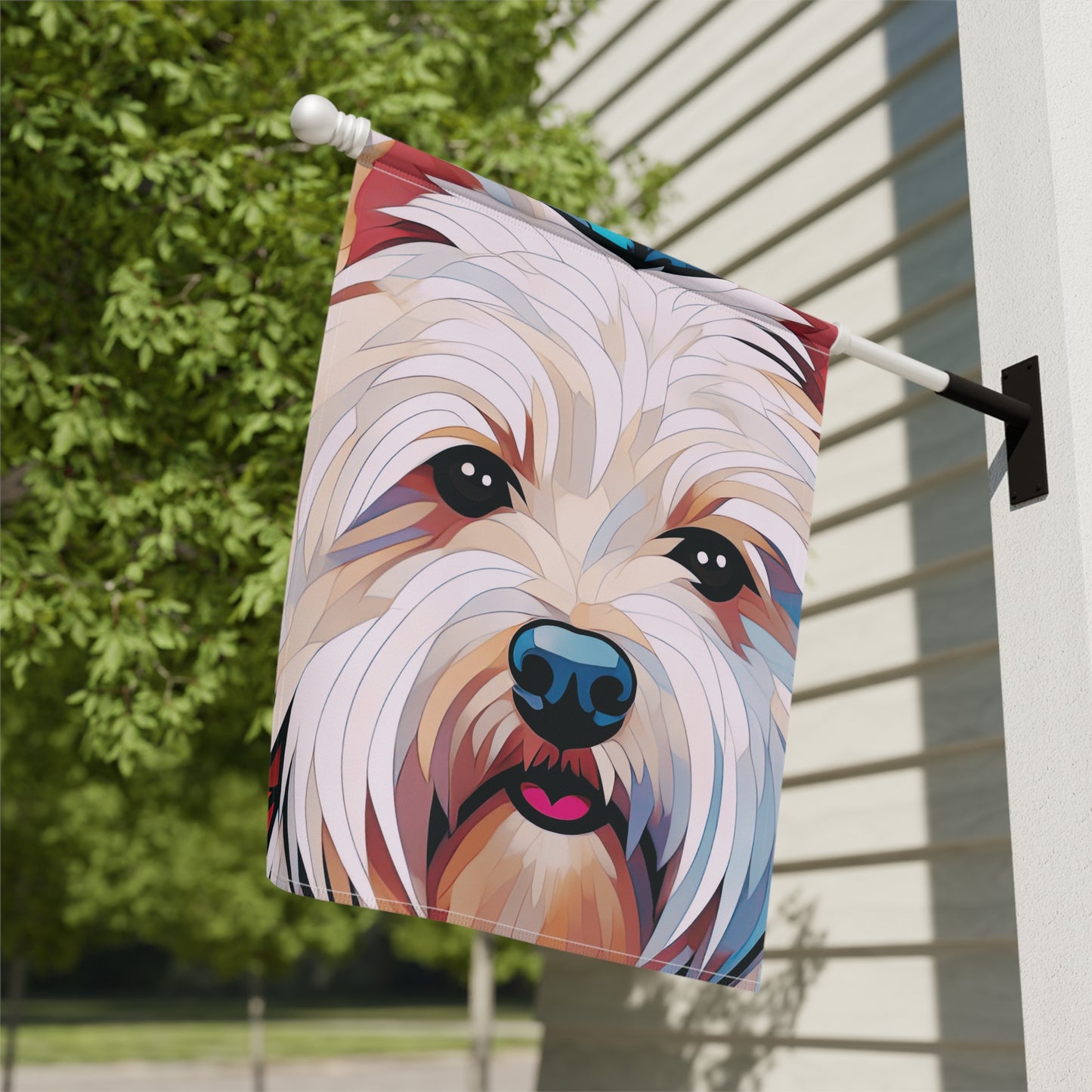 West Highland Terrier Face Stained Glass Westie 2-Sided Garden & House Flag/Banner