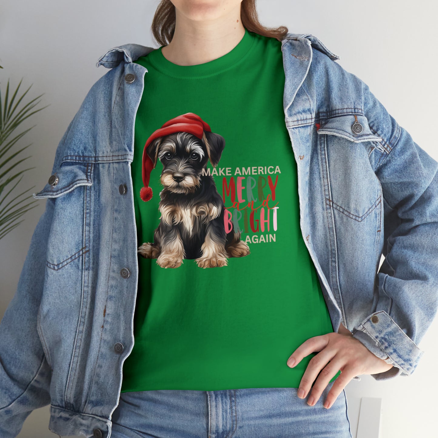 Santa Dog Make America Merry & Bright Again Unisex Heavy Cotton Tee