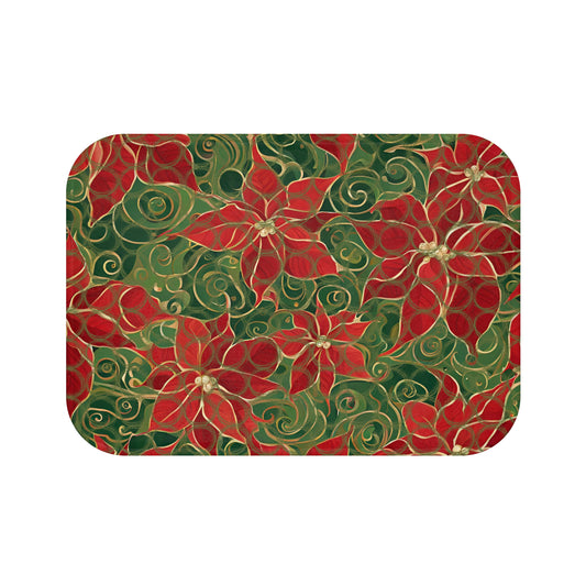 Poinsettias Microfiber Bath Mat