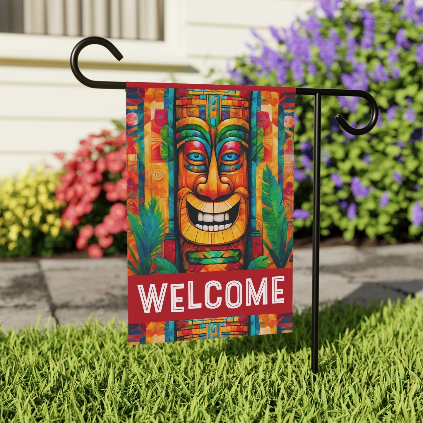 The Tiki Knows Welcome 2-Sided Garden & House Flag/Banner