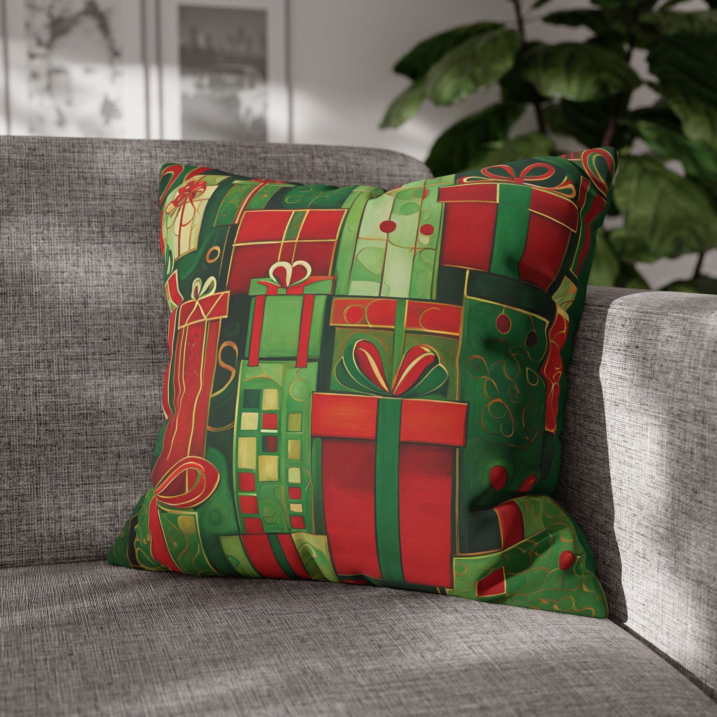 Holiday Gifts Square Poly Canvas Pillowcase