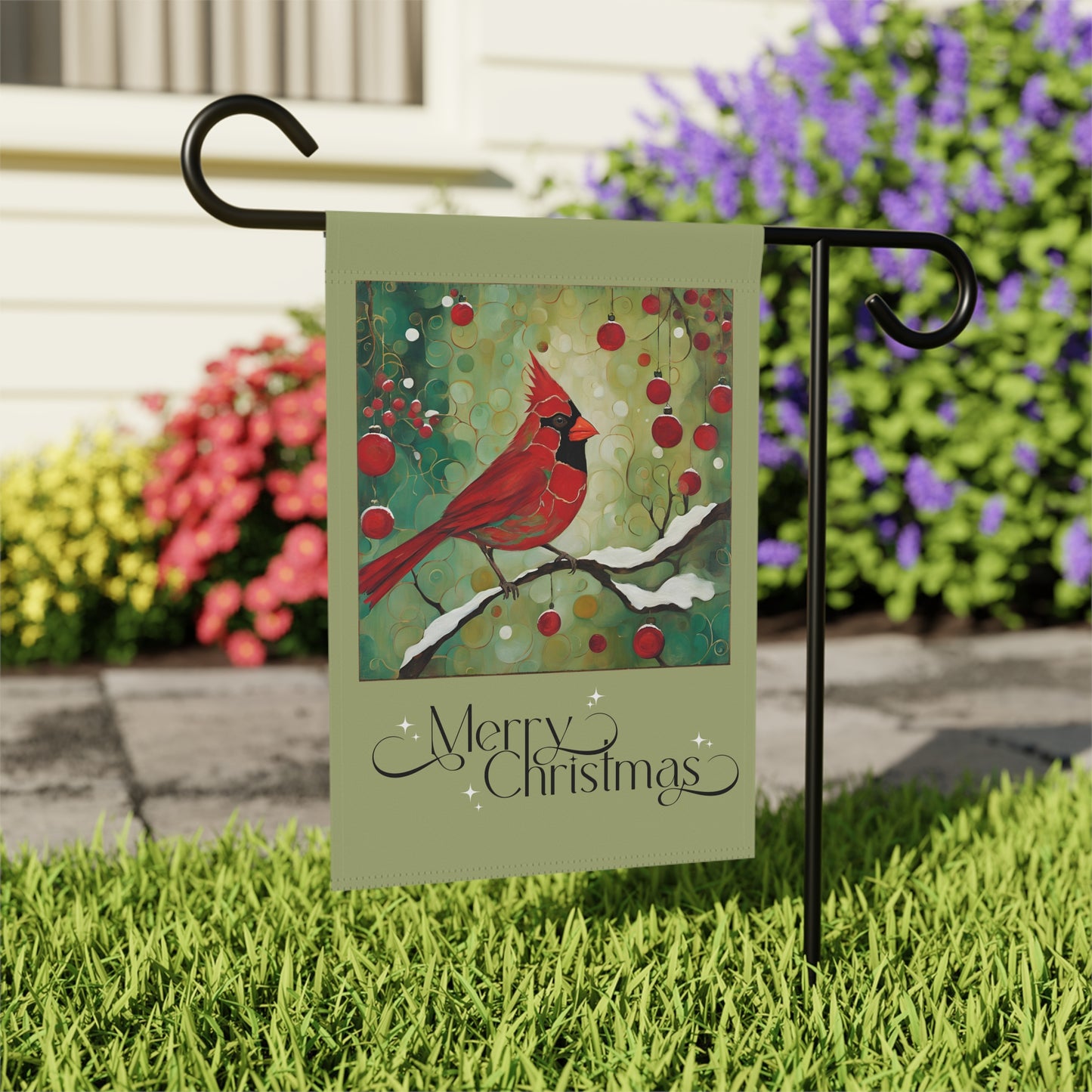 Cardinal Merry Christmas 2-Sided Garden & House Flag/Banner