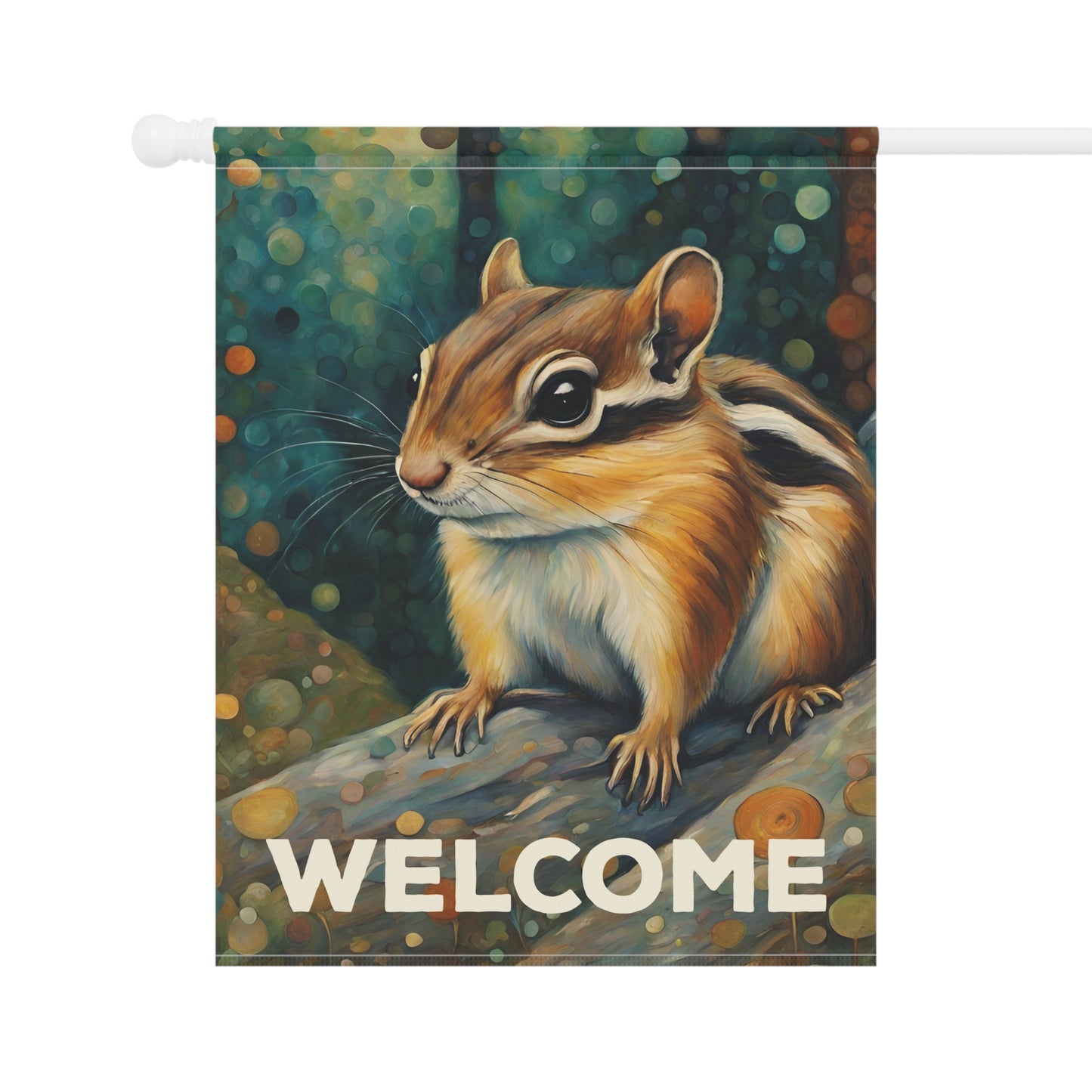 Mountain Forest Chipmunk Welcome 2-Sided Garden & House Flag/Banner