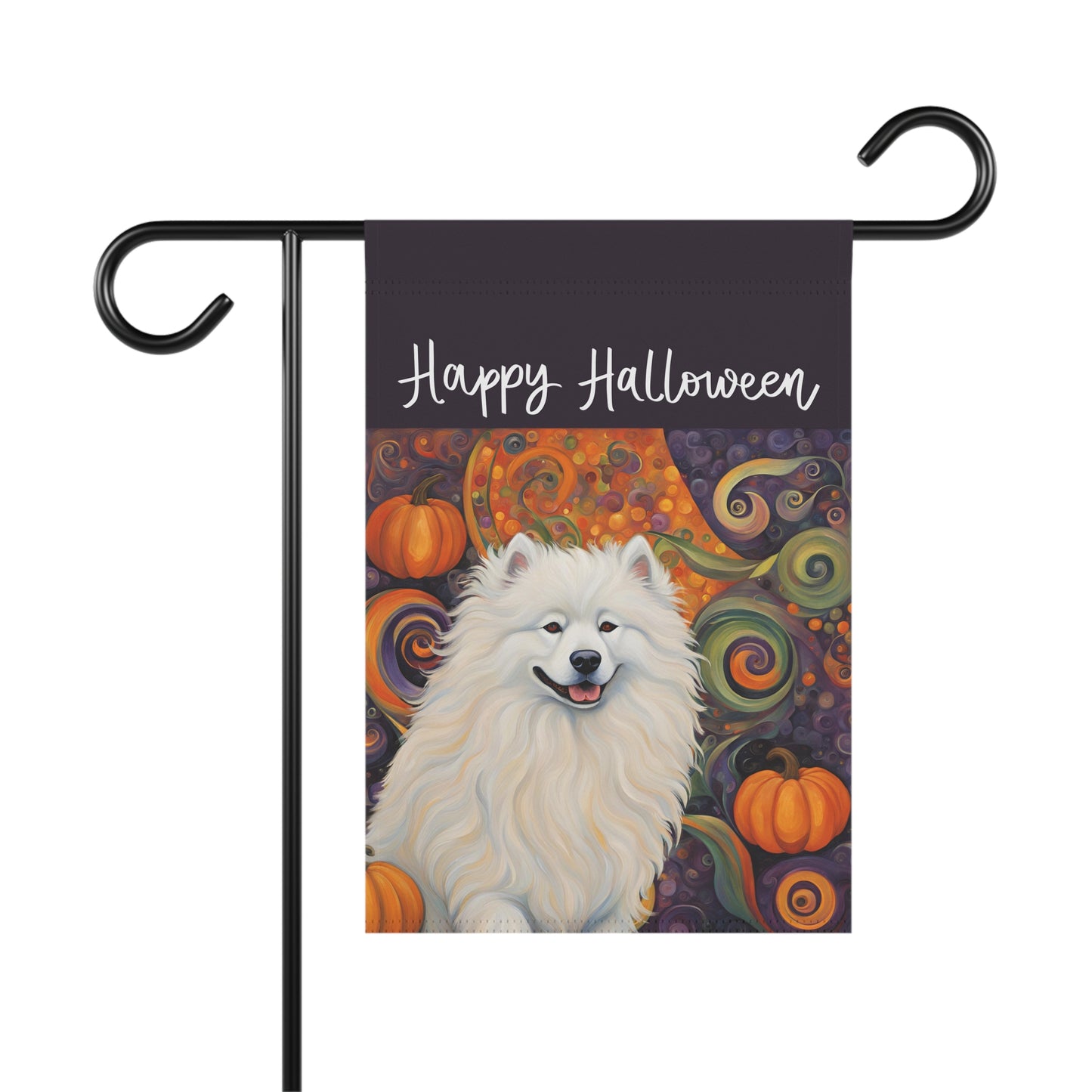 Samoyed Happy Halloween 2-Sided Garden & House Flag/Banner