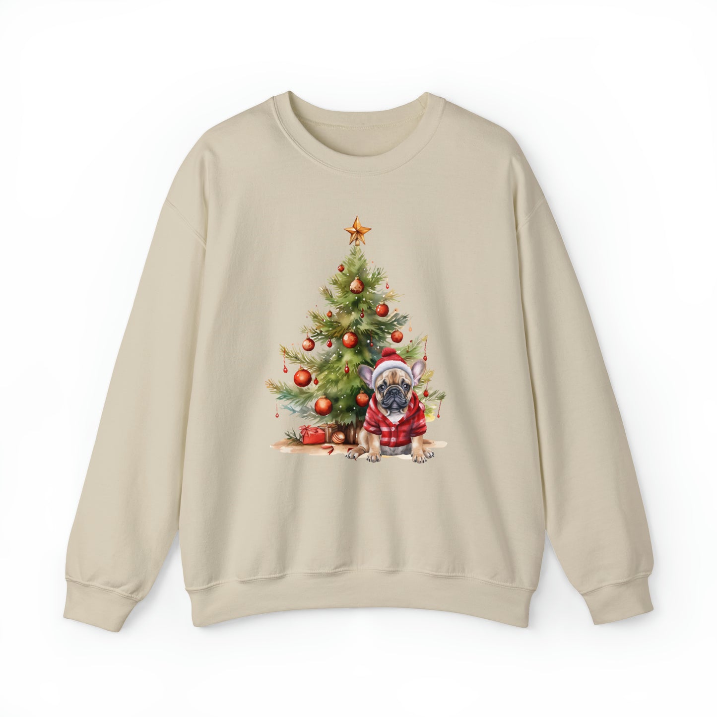 Bulldog Under the Christmas Tree Unisex Heavy Blend™ Crewneck Sweatshirt