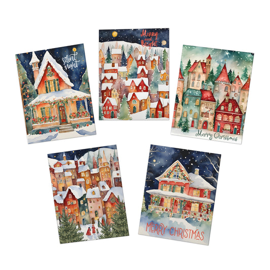 Christmas Town Multi-Design Christmas Cards (5-Pack Blank Inside)