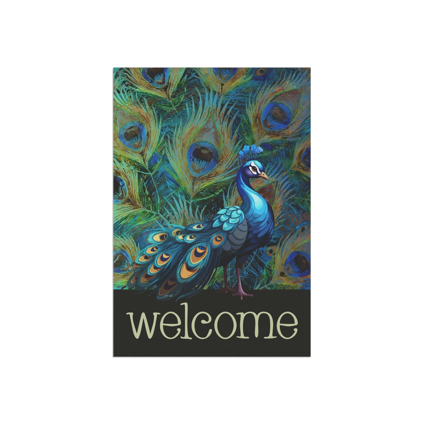 Flaunting Peacock Welcome 2-Sided Garden & House Flag/Banner