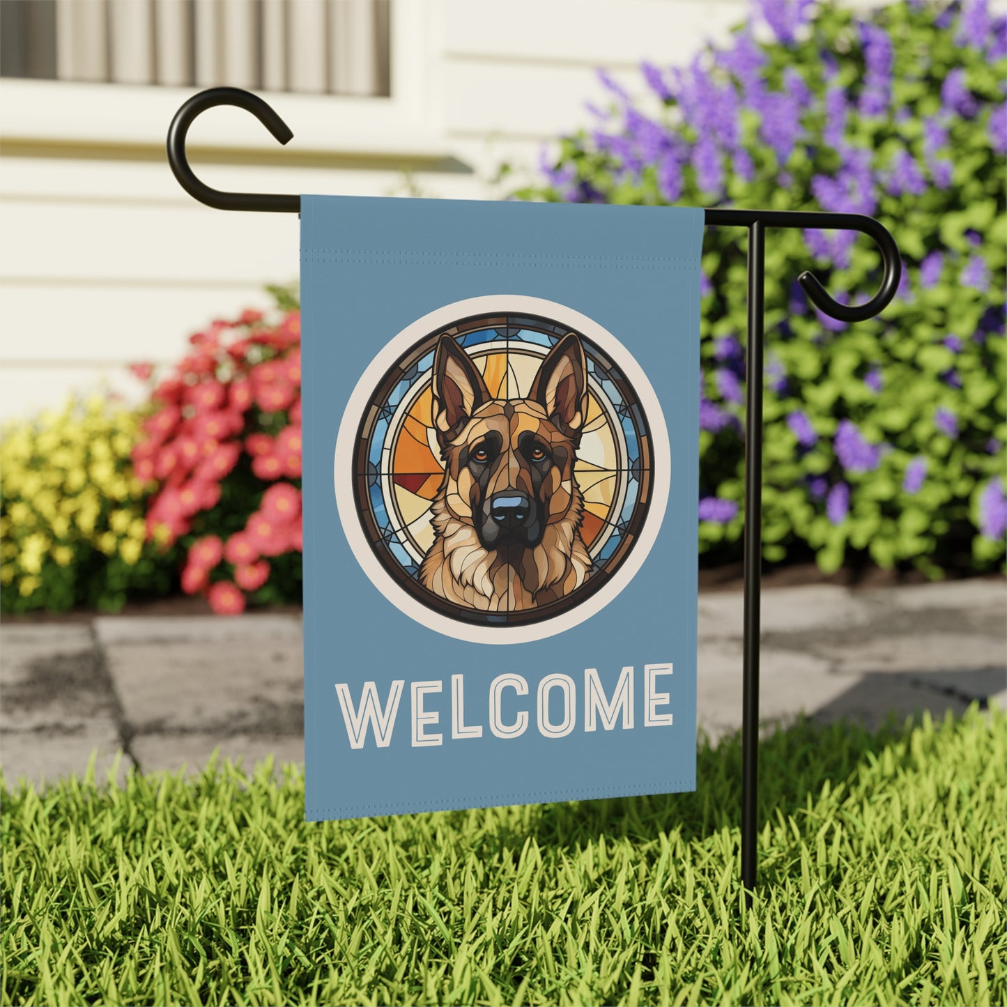 German Shepherd Welcome 2-Sided Garden & House Flag/Banner