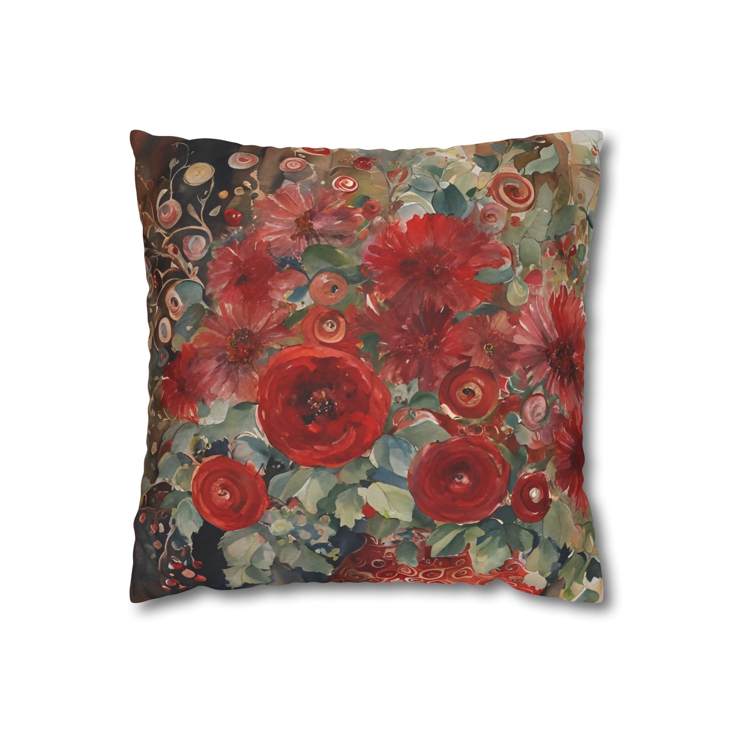 Gran Loves Red Square Poly Canvas Pillowcase