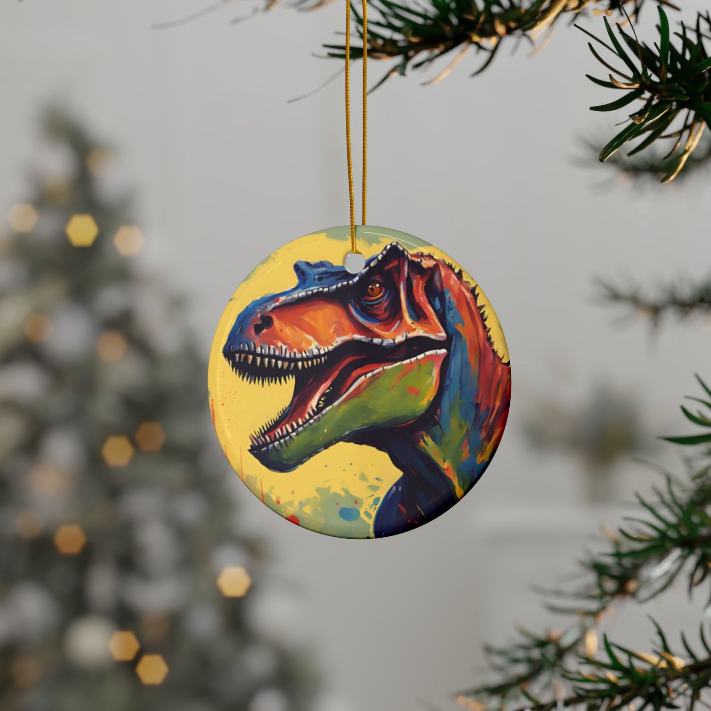 T-Rex 3" Ceramic Ornaments, 2-Side Print, (1pc, 10pcs)