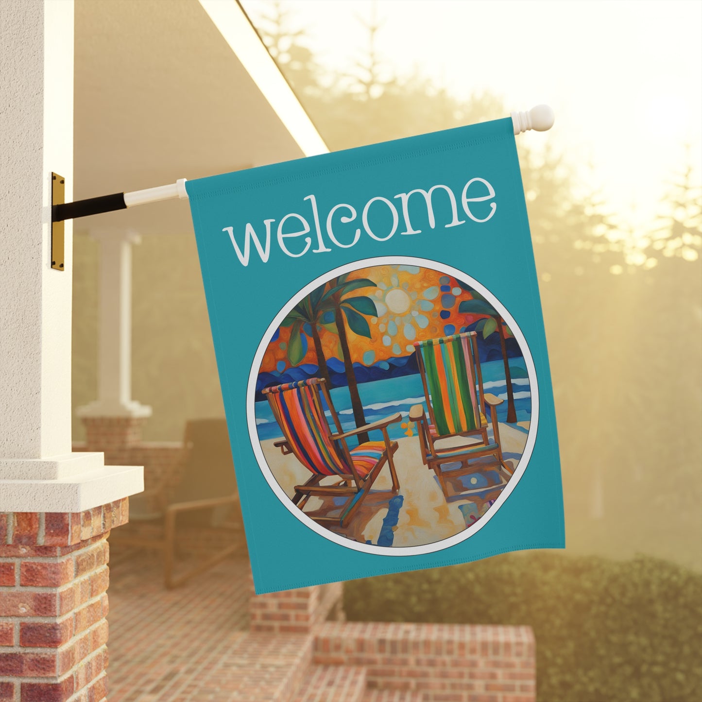 Beachside Welcome 2-Sided Garden & House Flag/Banner