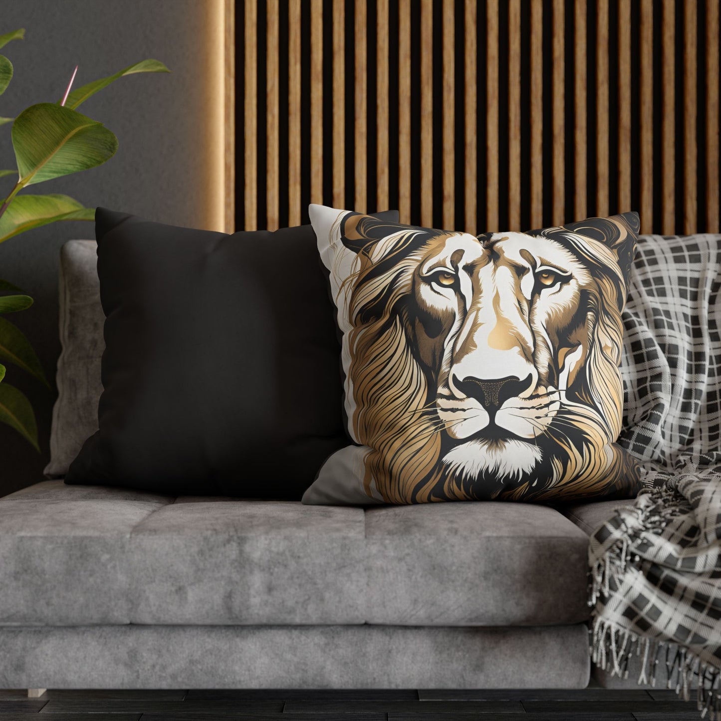 Lion Square Poly Canvas Pillowcase