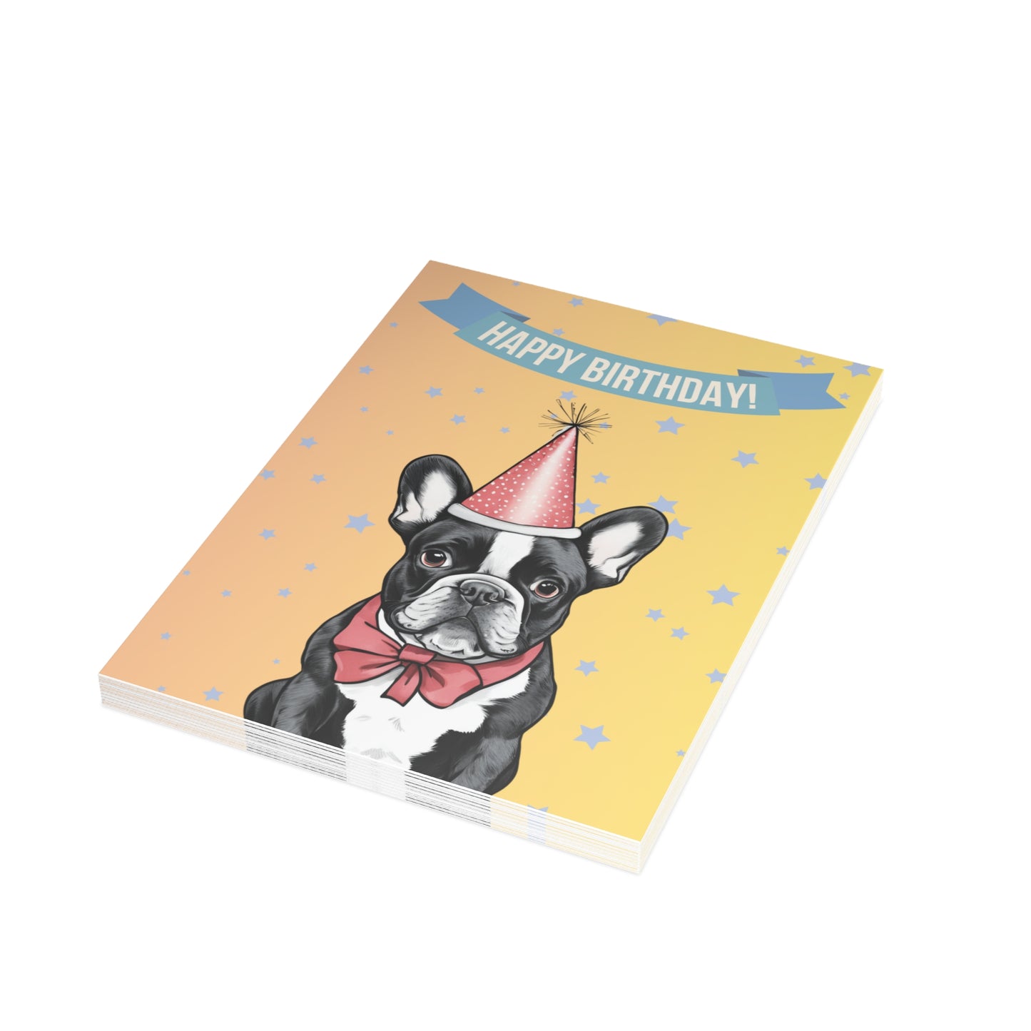 French Bulldog Happy Birthday 5 x 7 Greeting Cards (10 Pack)