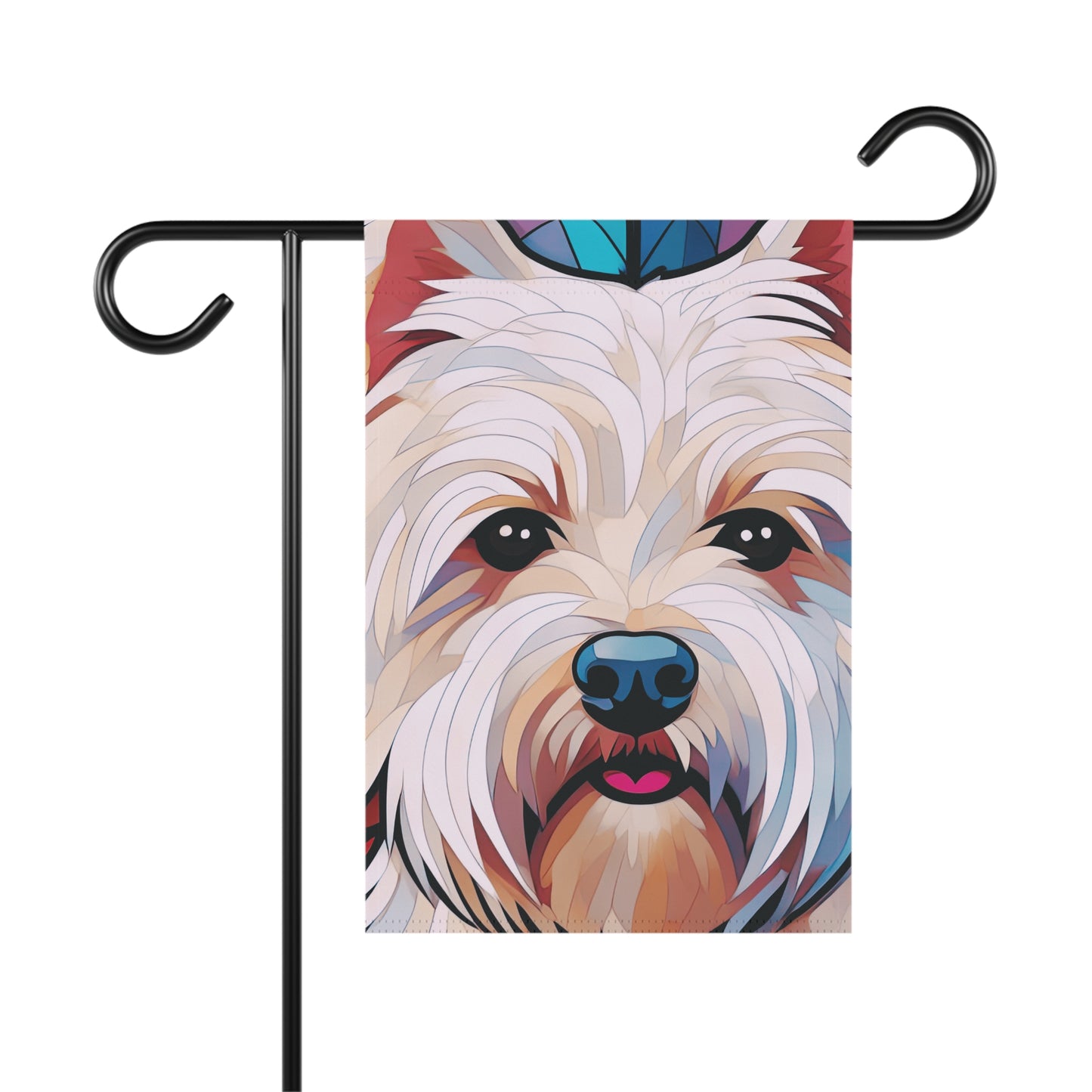 West Highland Terrier Face Stained Glass Westie 2-Sided Garden & House Flag/Banner