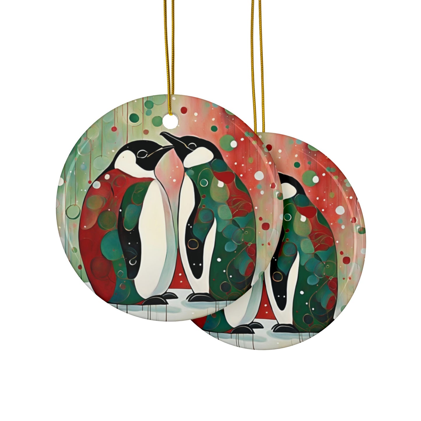 Penguin Dance 3" Ceramic Ornaments, 2-Side Print, (1pc, 10pcs)