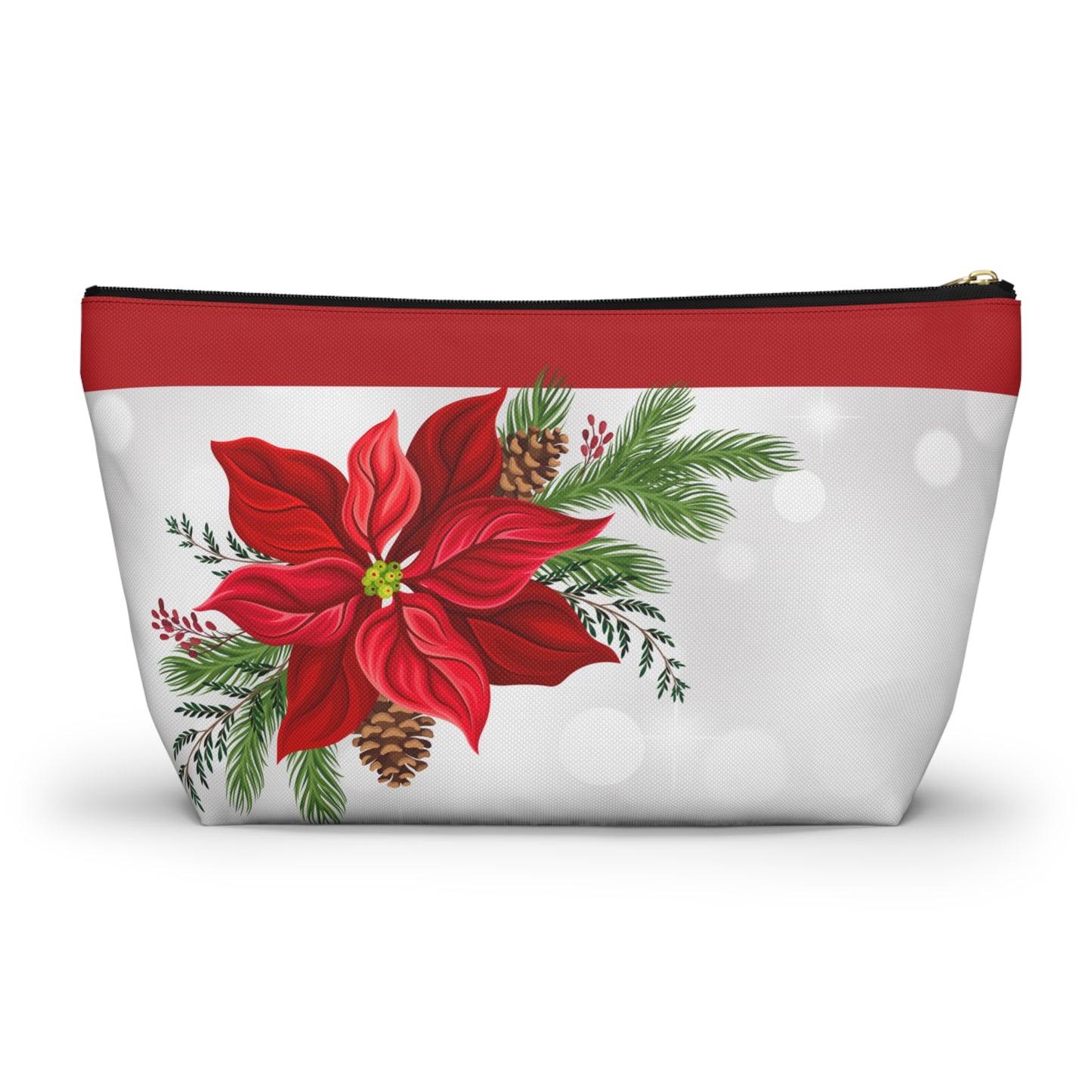 Big Poinsettia Accessory Pouch w T-bottom