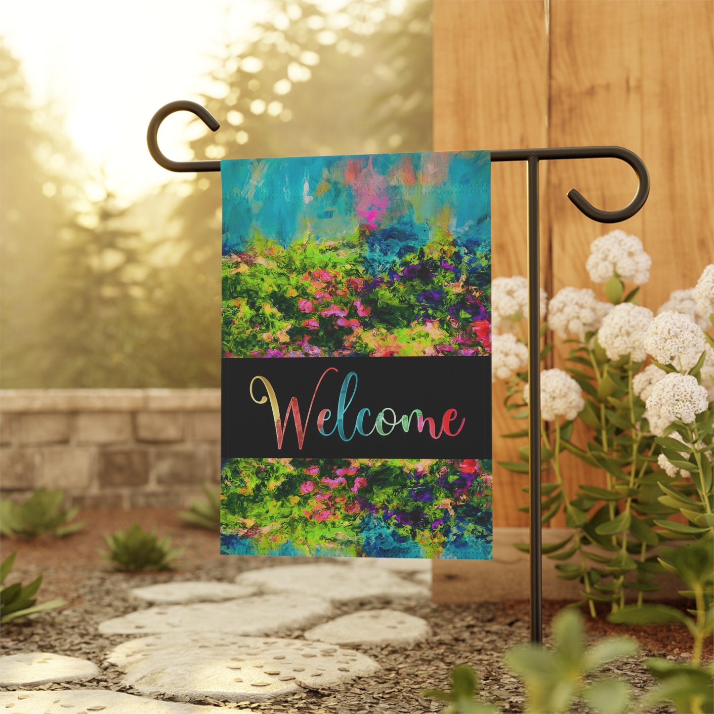 Margo Abstract Art Welcome 2-Sided Garden & House Flag/Banner