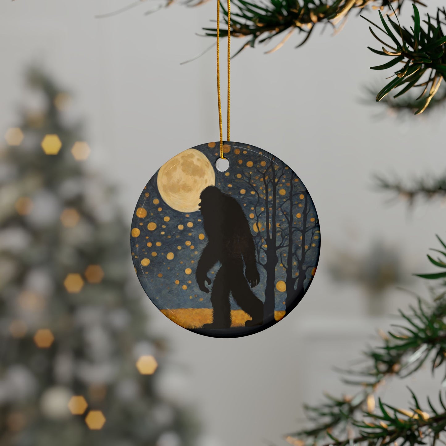 Big Foot 3" Ceramic Ornaments, 2-Side Print, (1pc, 10pcs)