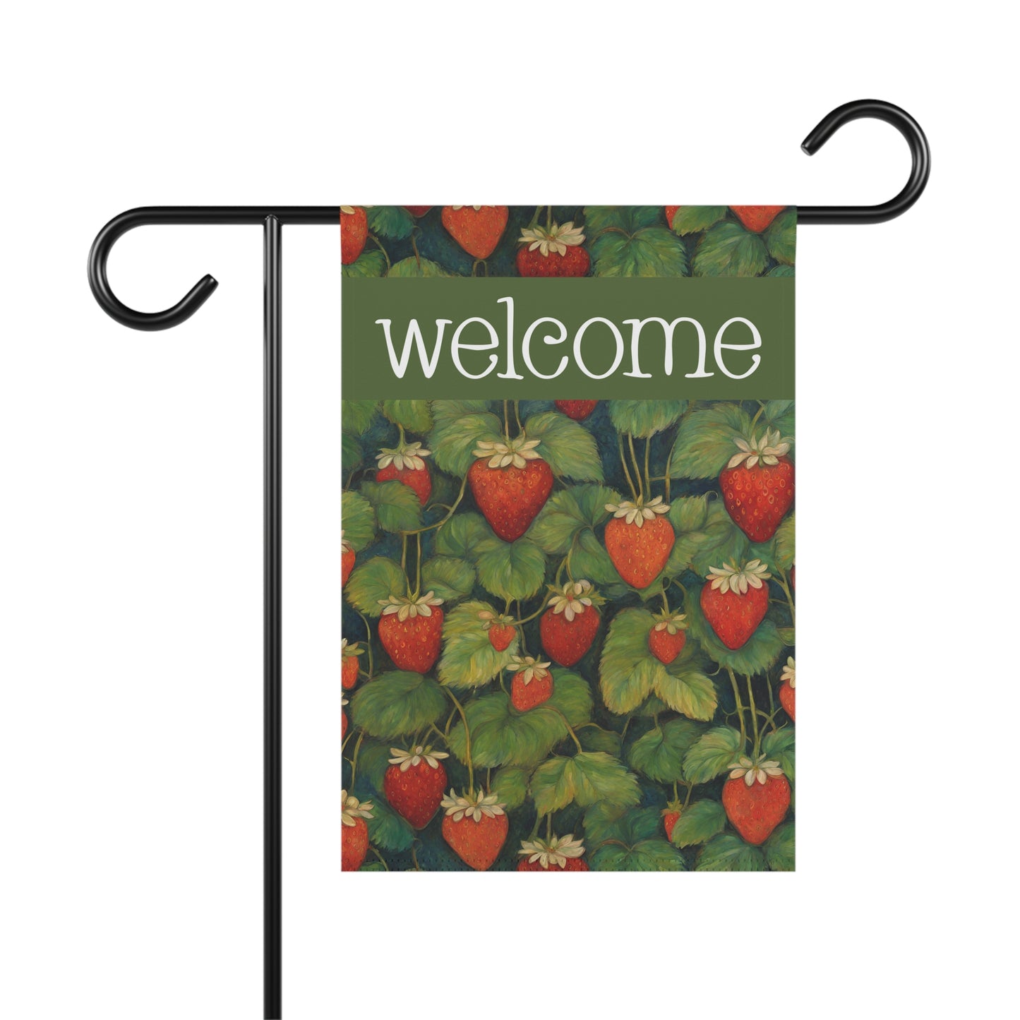 Strawberries Welcome 2-Sided Garden & House Flag/Banner