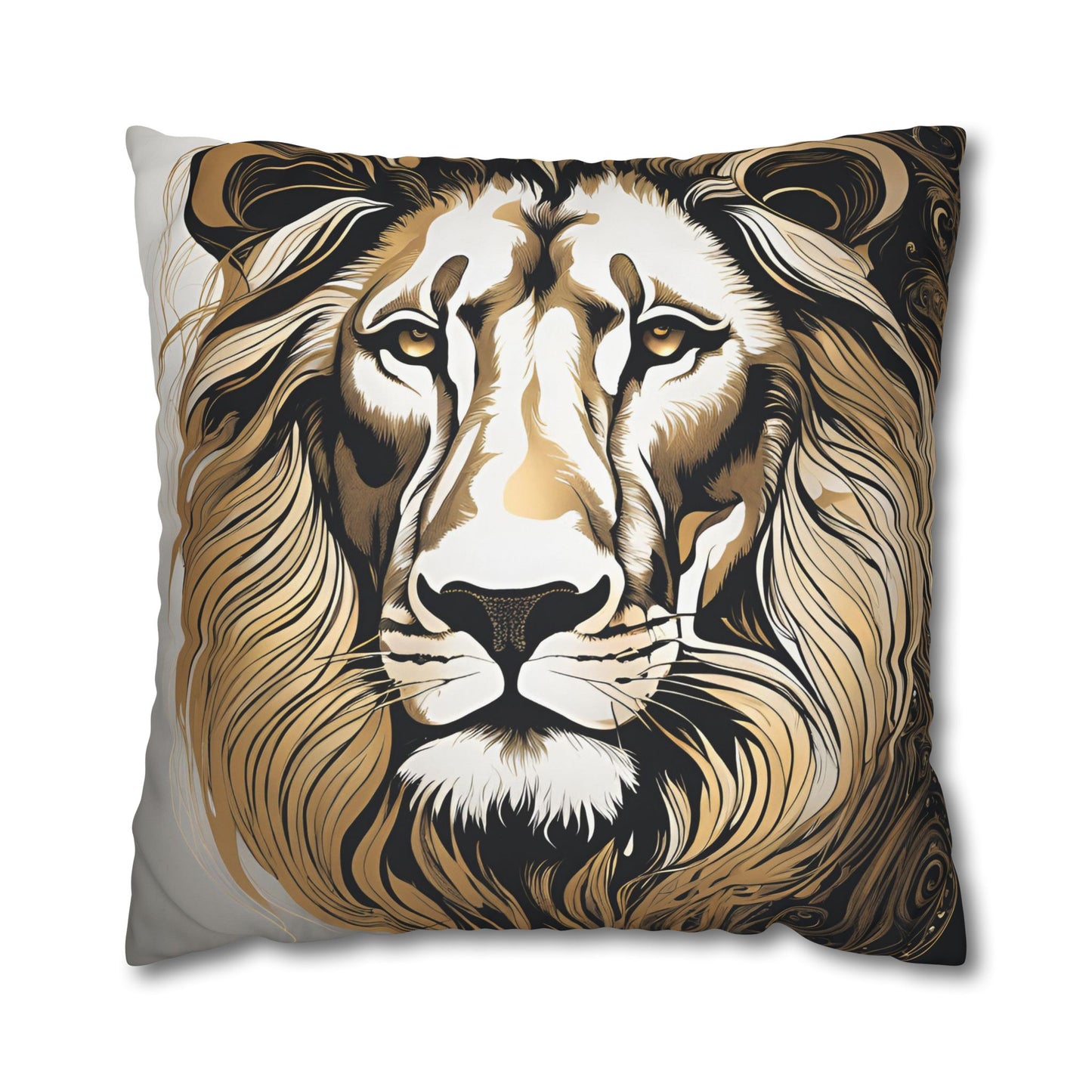 Lion Square Poly Canvas Pillowcase