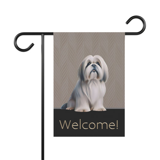 Lhasa Apso Welcome 2-Sided Garden & House Flag/Banner