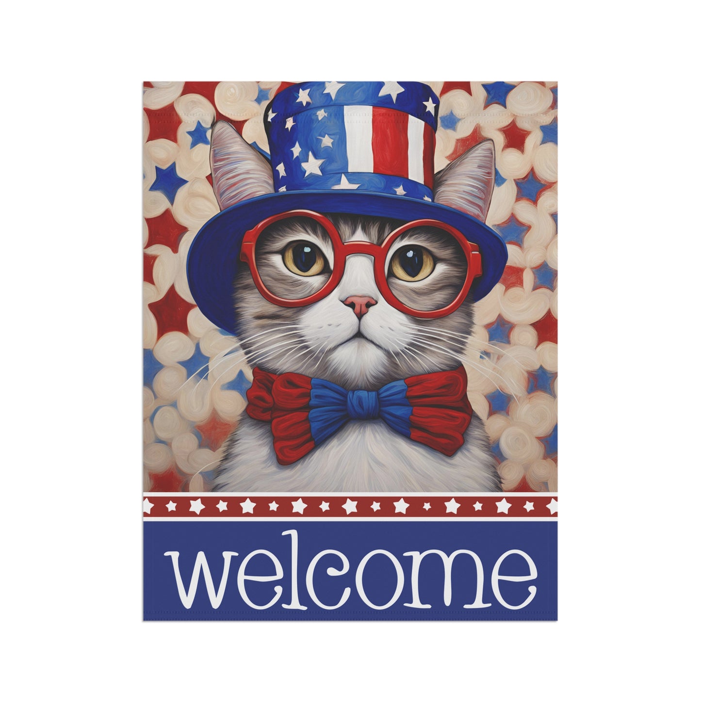 Liberty Cat Welcome 2-Sided Garden & House Flag/Banner