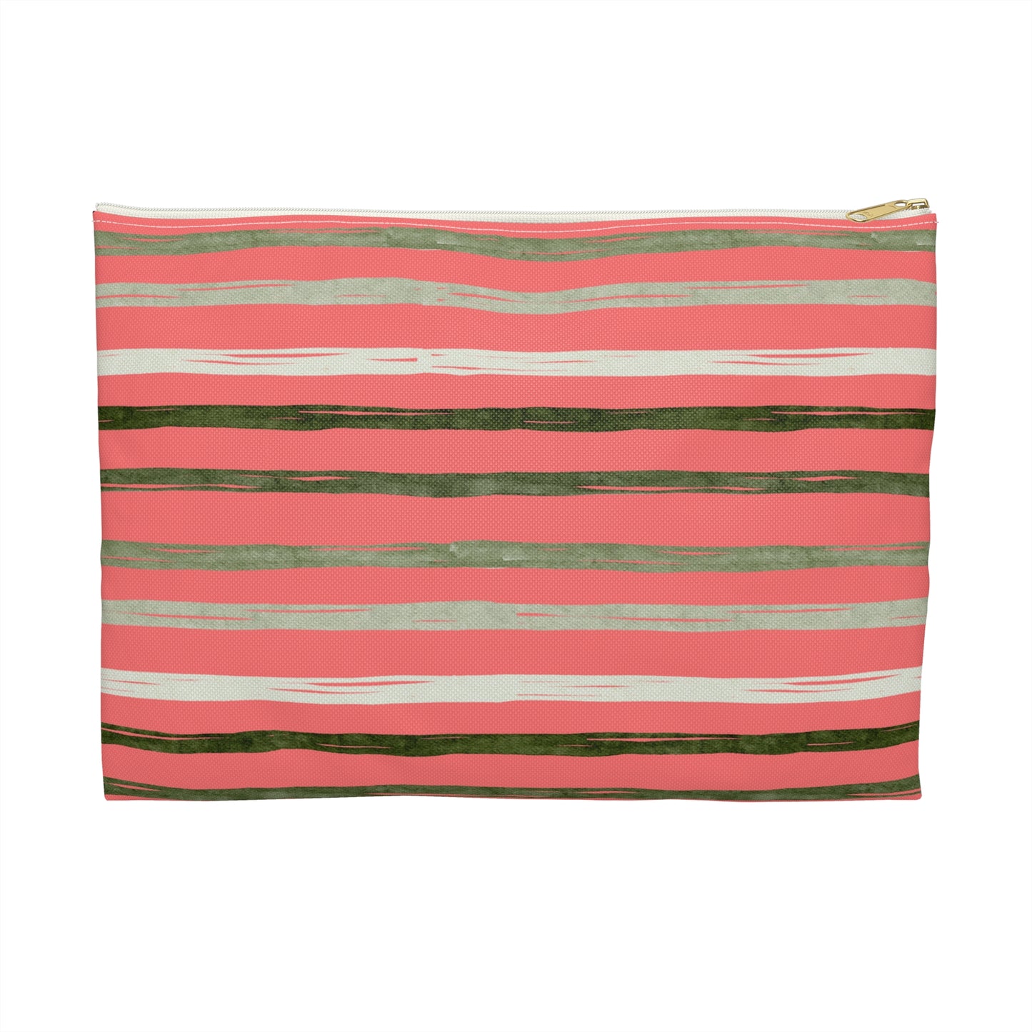 Utah Green Stripes on Melon  flat zipper Accessory Pouch