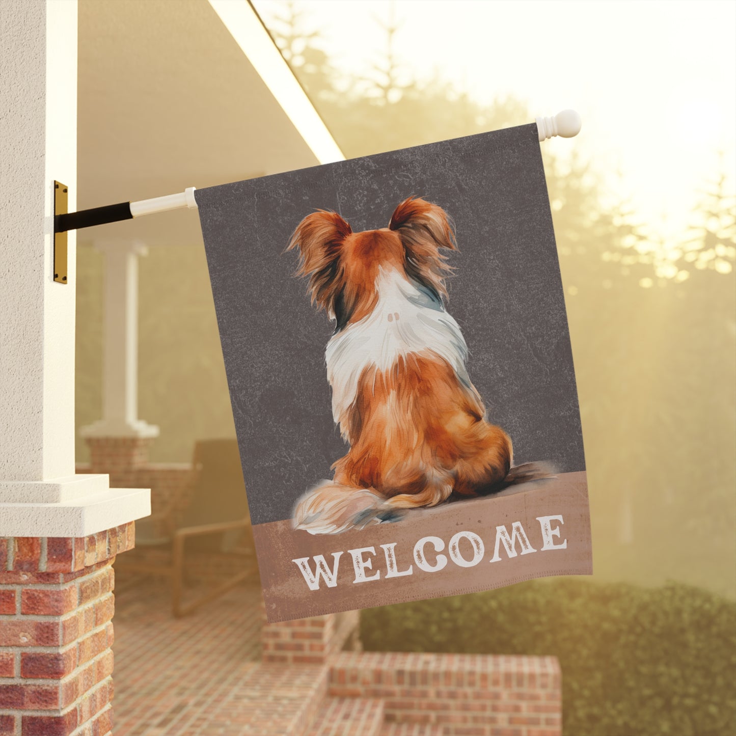 Papillon Welcome 2-Sided Garden & House Flag/Banner