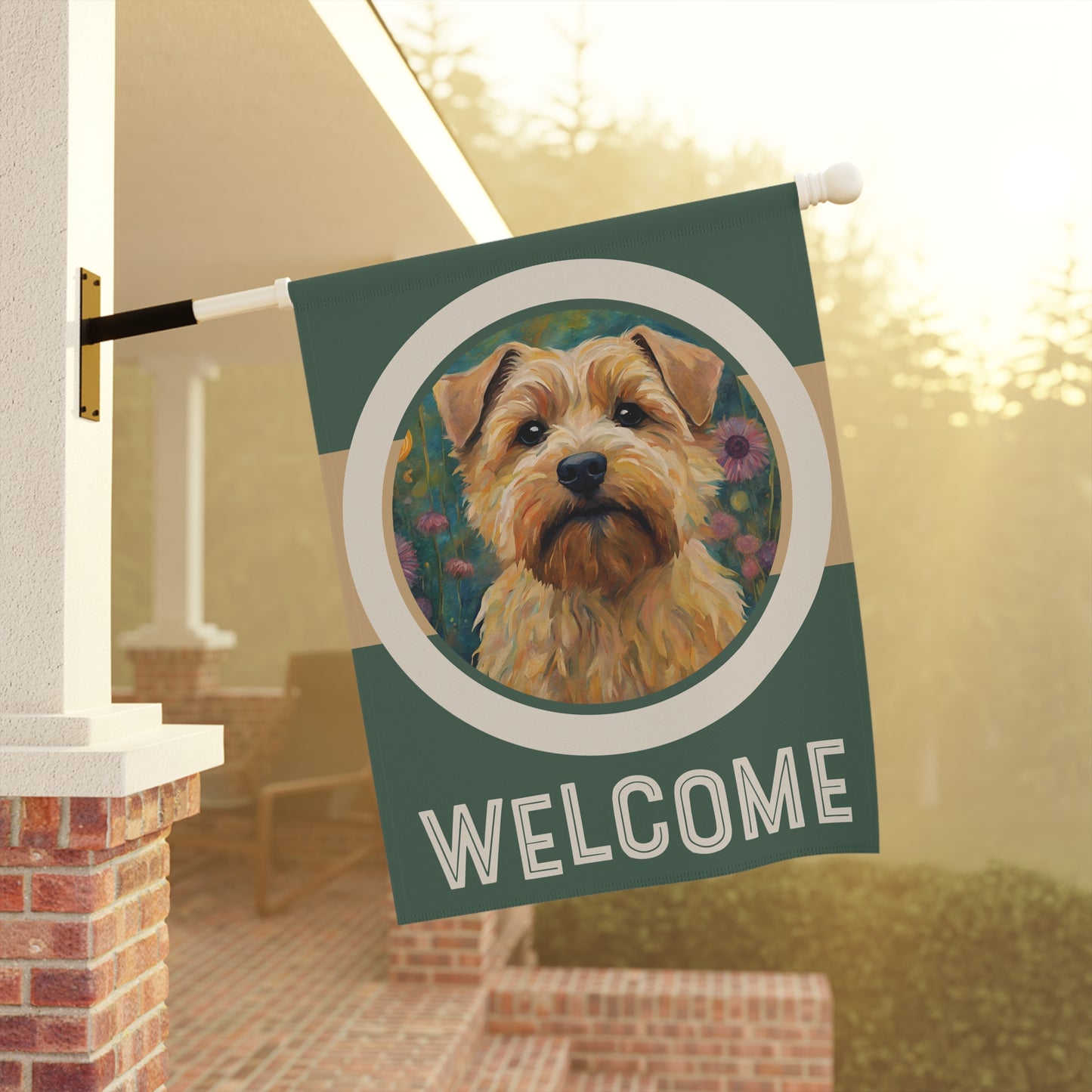 Norfolk Terrier Welcome 2-Sided Garden & House Flag/Banner