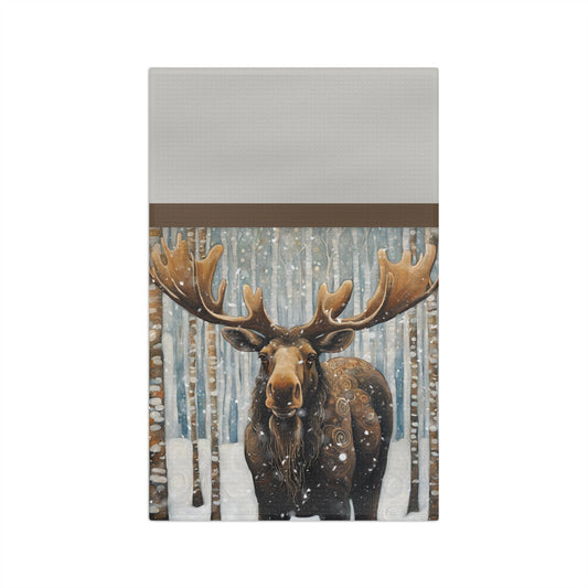 Snowy Moose Microfiber Tea Towel