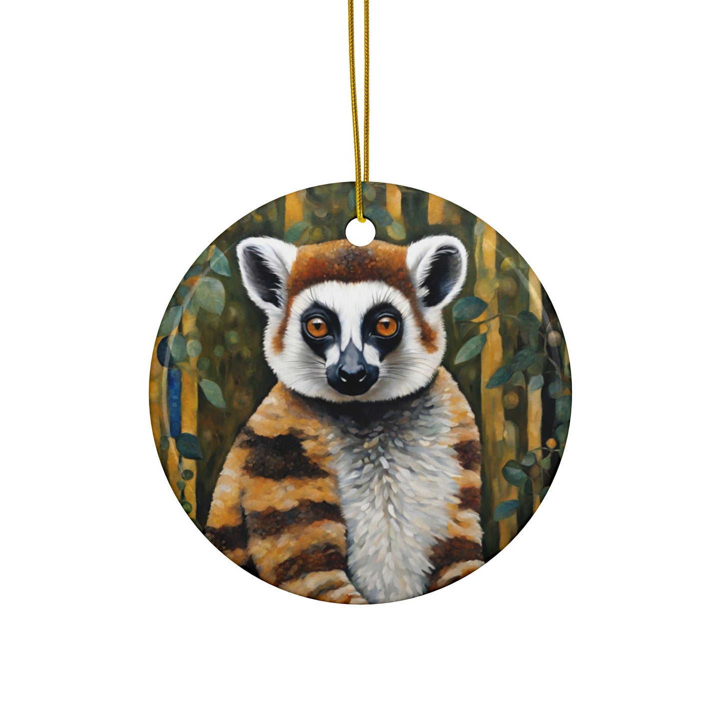 Lemur Wildlife 3" Ceramic Ornaments, 2-Side Print, (1pc, 10pcs)