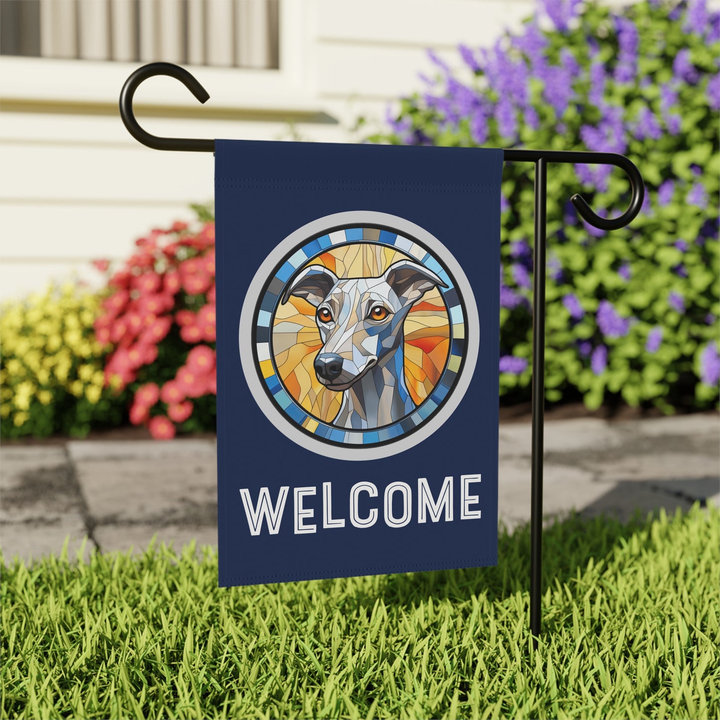 Whippet Welcome 2-Sided Garden & House Flag/Banner