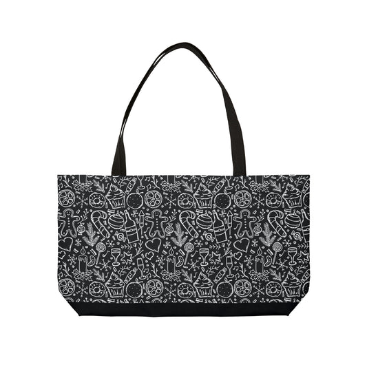 Christmas Holiday Icons in Black & White Weekender Tote Bag