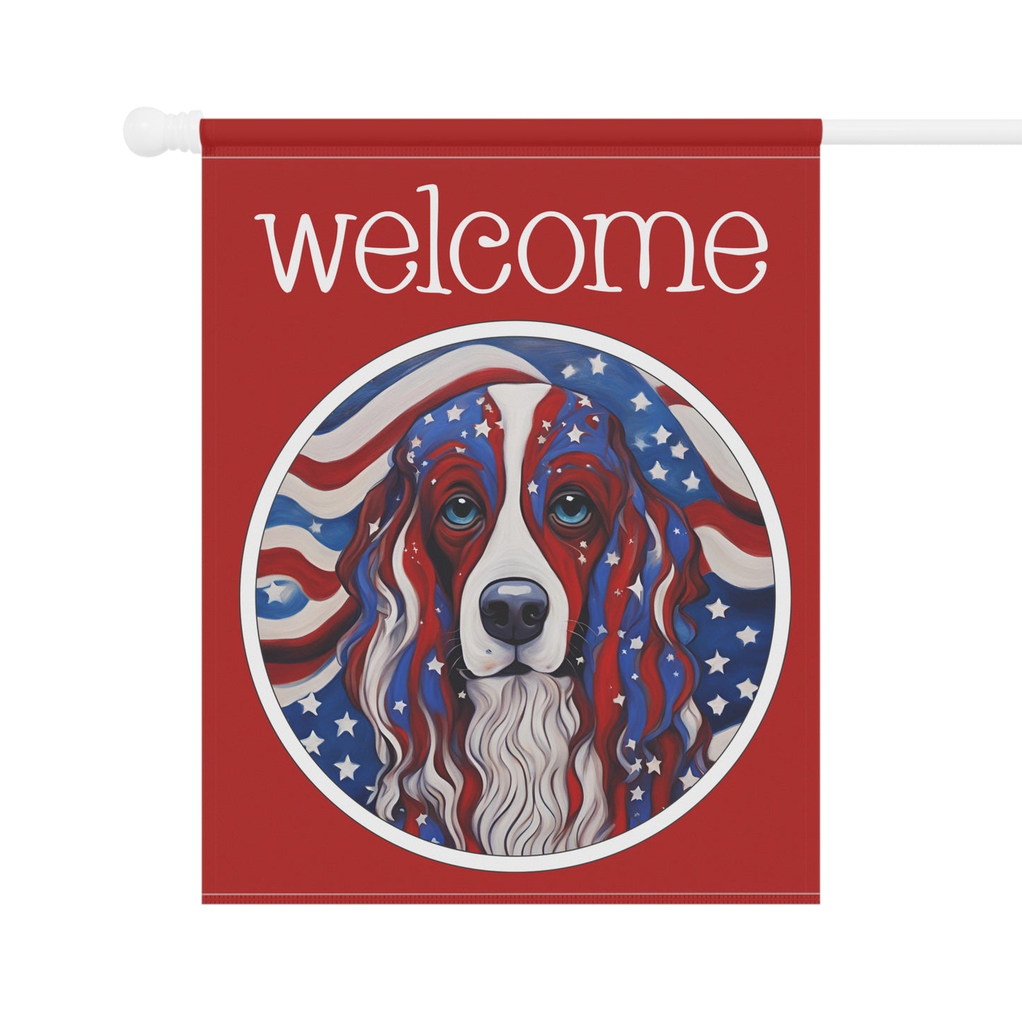 Patriotic Dog Welcome 2-Sided Garden & House Flag/Banner