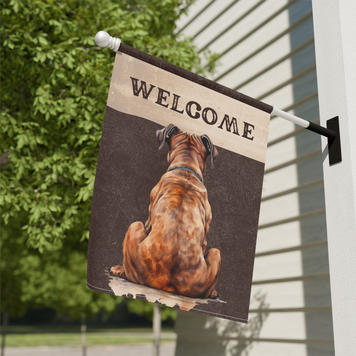 Boxer Welcome 2-Sided Garden & House Flag/Banner