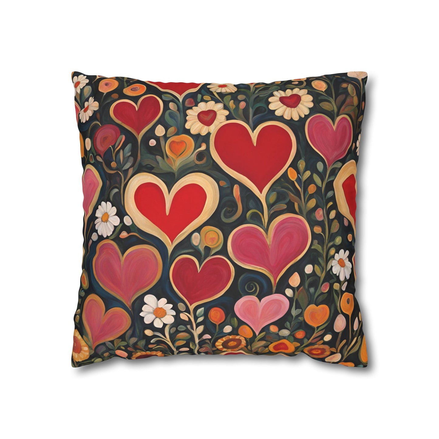 Heart Garden Square Poly Canvas Pillowcase