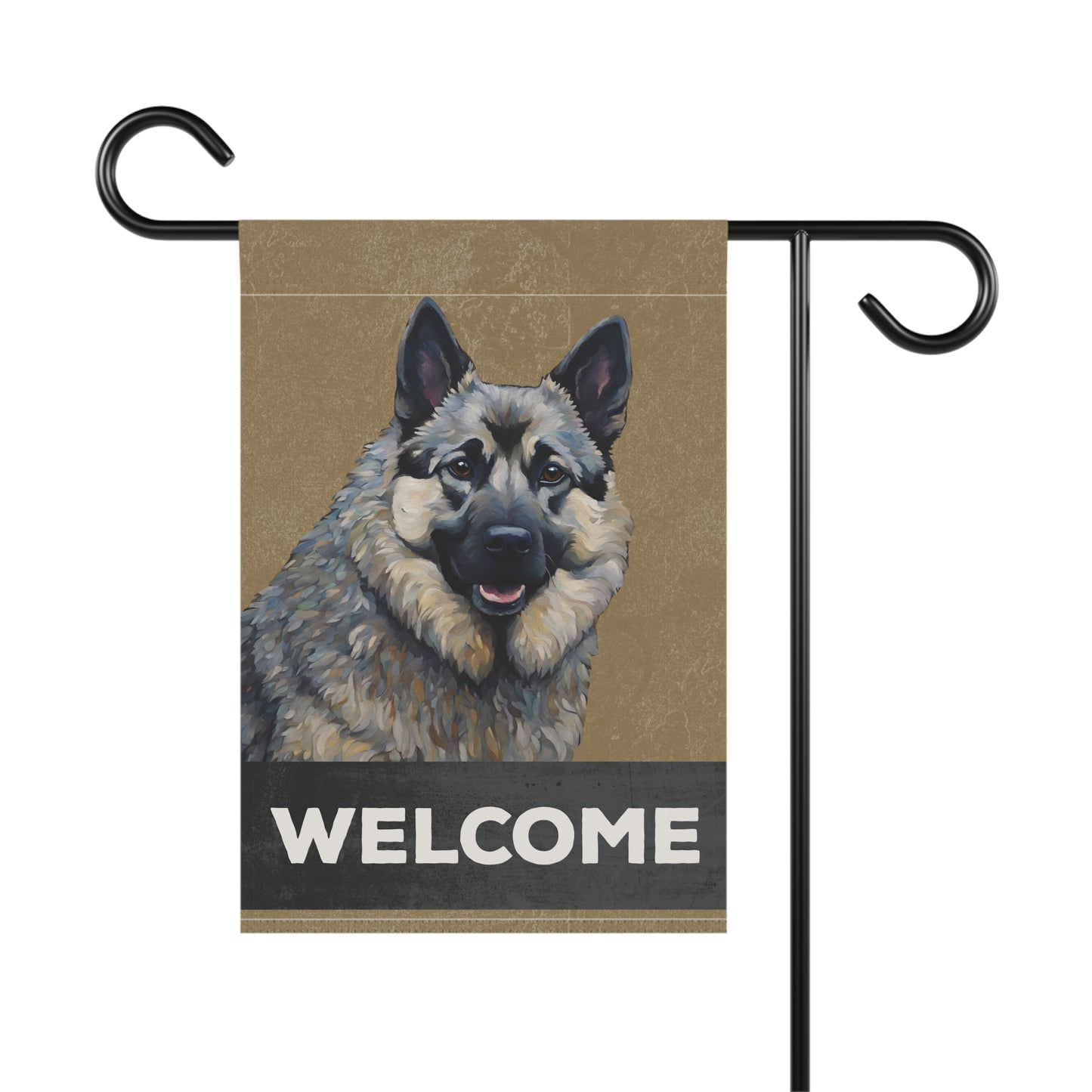 Norwegian Elkhound Welcome 2-Sided Garden & House Flag/Banner
