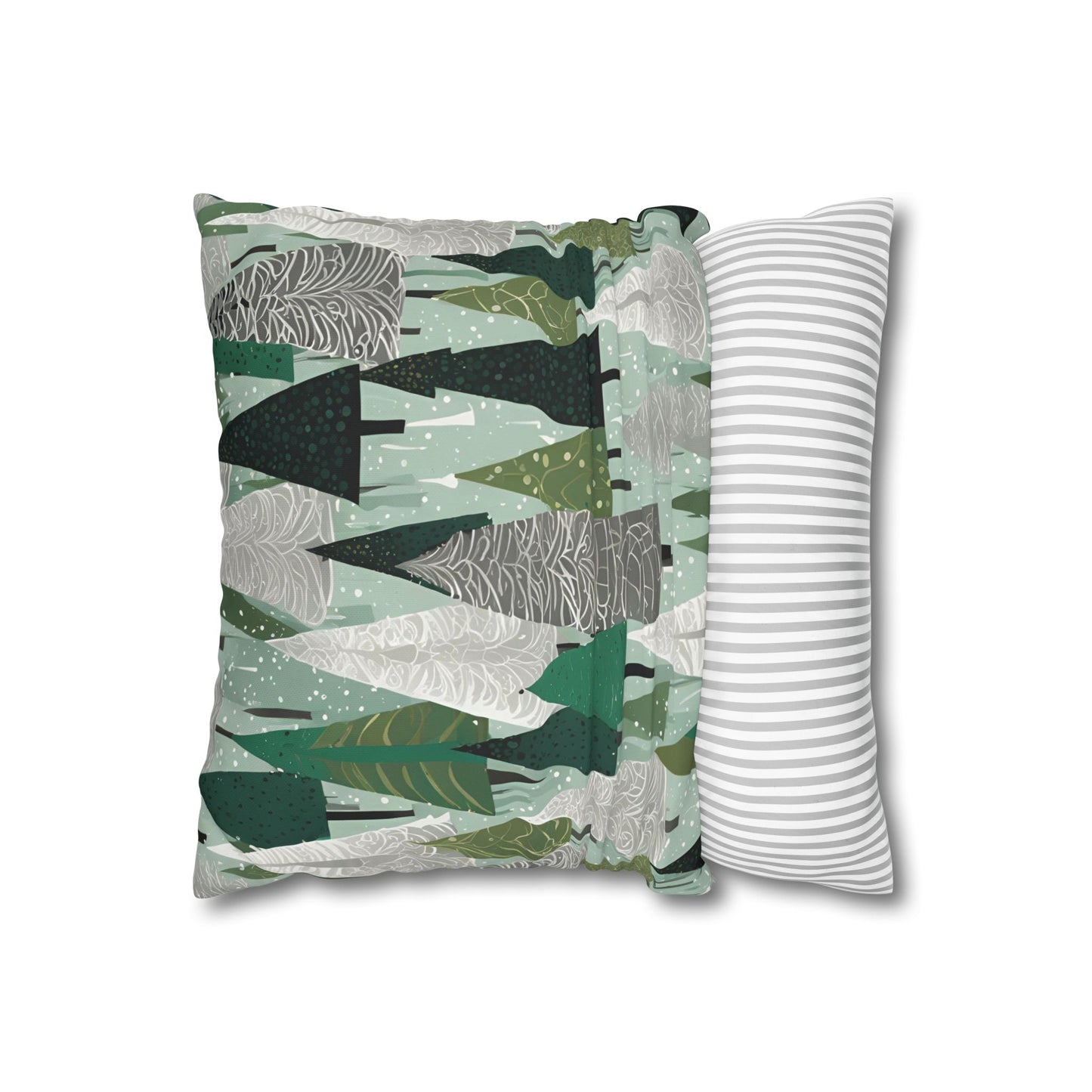 Mint Trees Square Poly Canvas Pillowcase