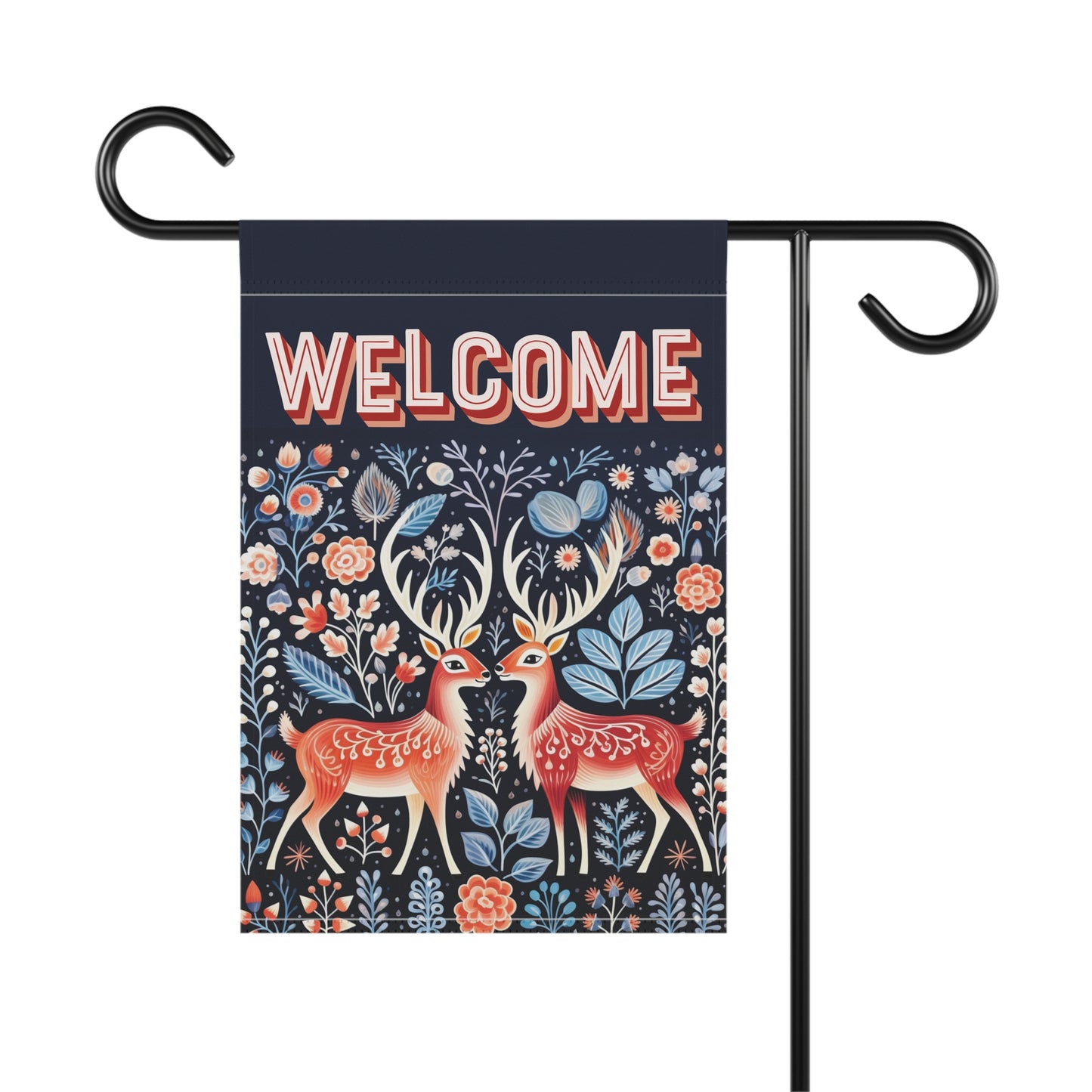 Nordic Reindeer Welcome 2-Sided Garden & House Flag/Banner