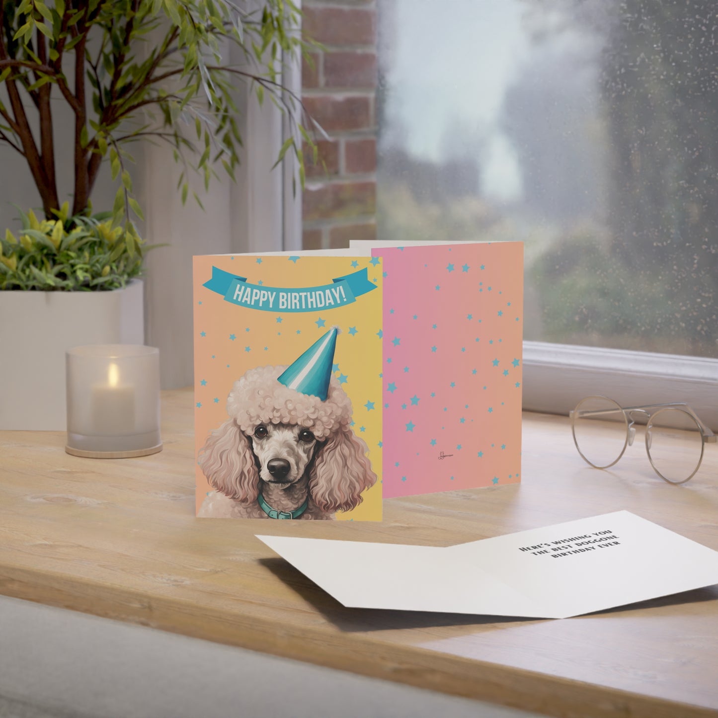 Poodle Happy Birthday 5 x 7 Greeting Cards (10 Pack)