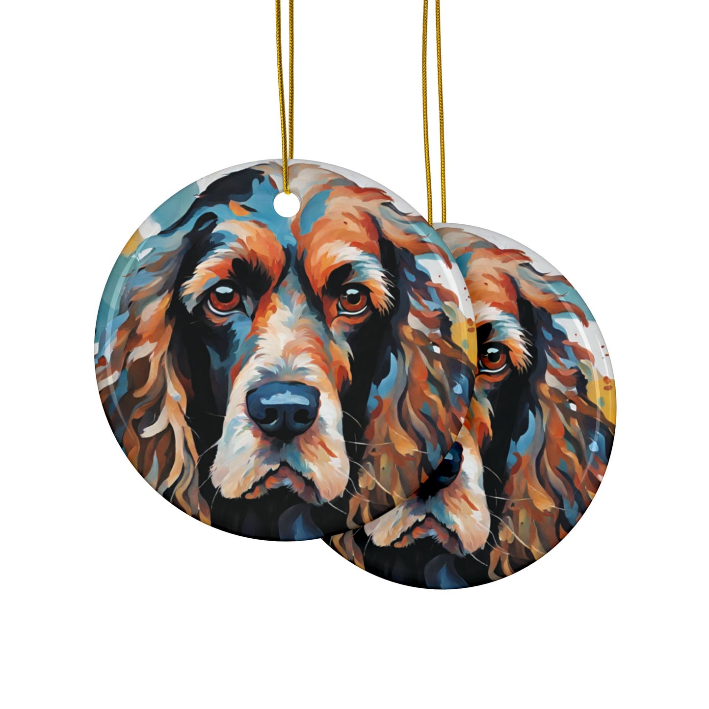 Cocker Spaniel 3" Ceramic Ornaments, 2-Side Print, (1pc, 10pcs)