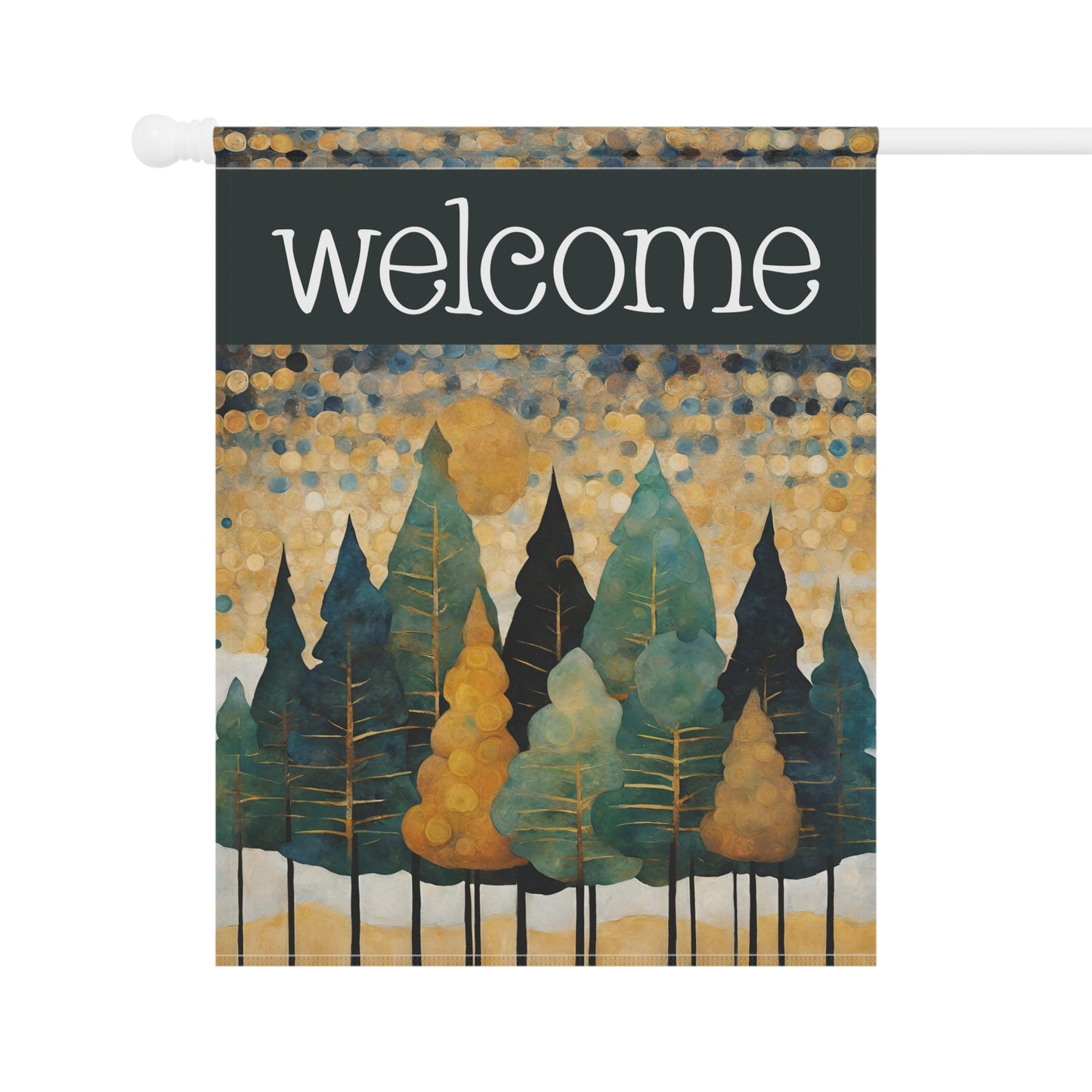 Pine Trees Welcome 2-Sided Garden & House Flag/Banner