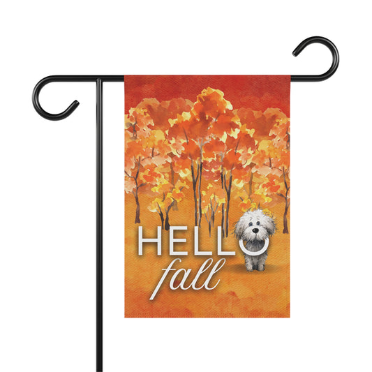 Bichon Frise Hello Fall 2-Sided Garden & House Flag/Banner