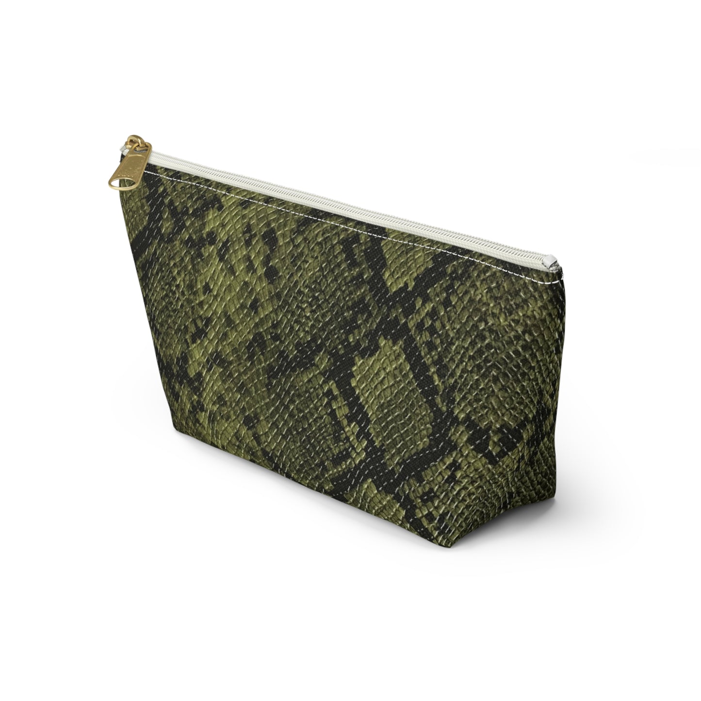 Faux Python in Green Accessory Pouch w T-bottom