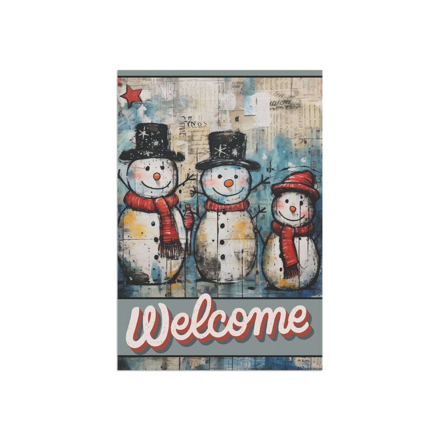 Vintage Snowmen Welcome 2-Sided Garden & House Flag/Banner