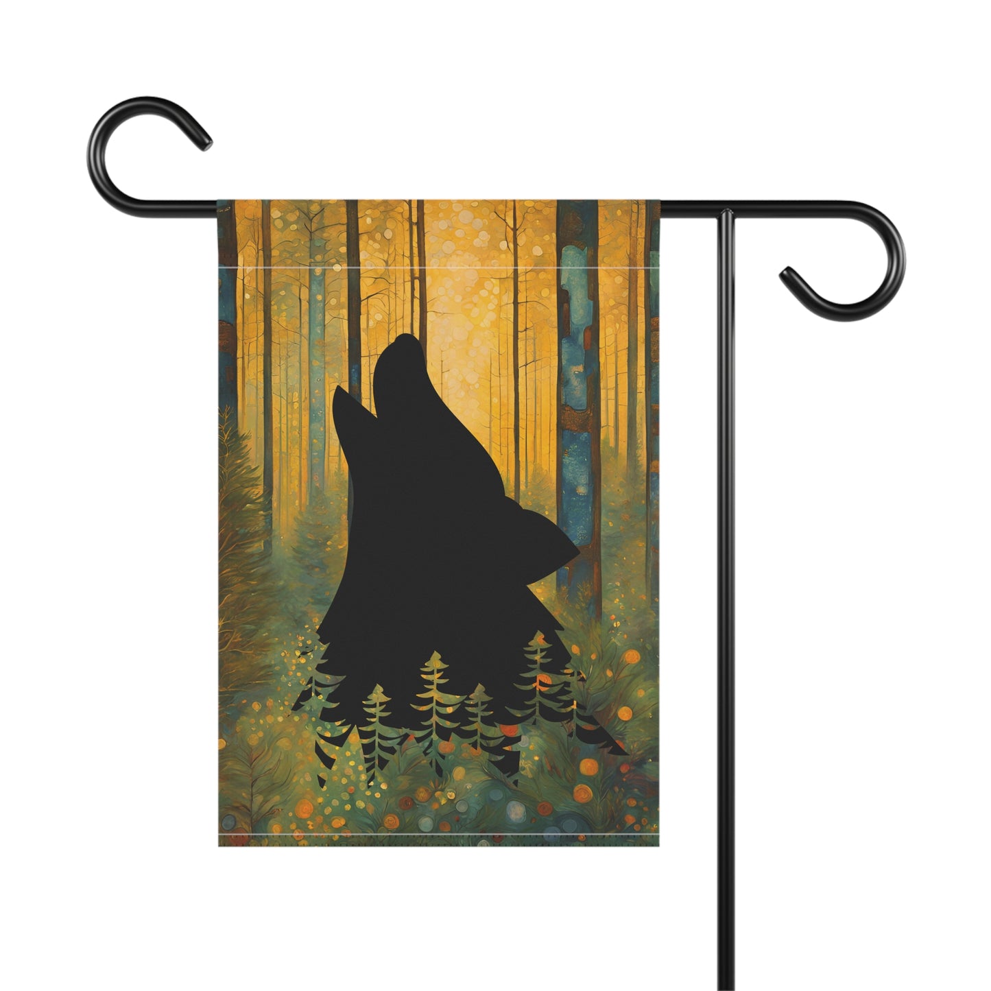 Wolf Head Silhouette 2-Sided Garden & House Flag/Banner