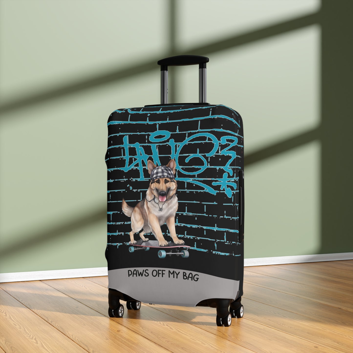 German Shepherd on Skateboard Paws Off My Bag Luggage Cover