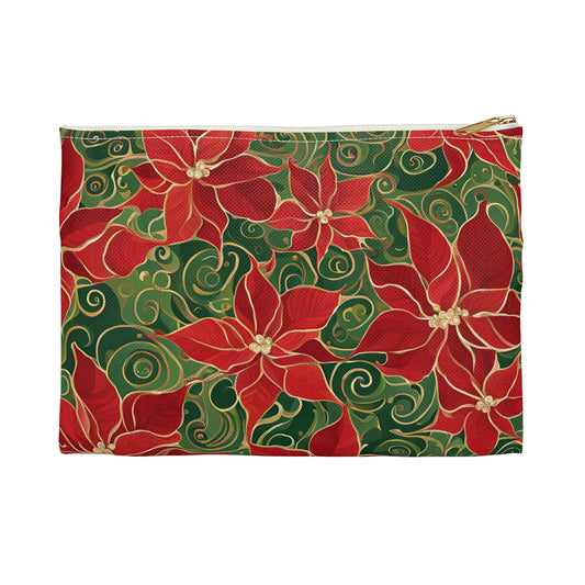 Poinsettia Swirl Accessory Pouch