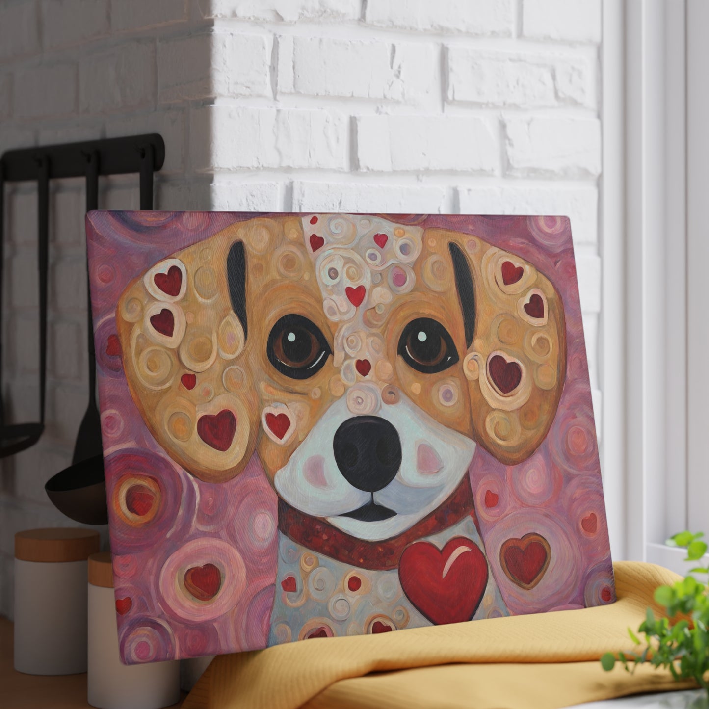 Puppy Love Tempered Glass Cutting Board