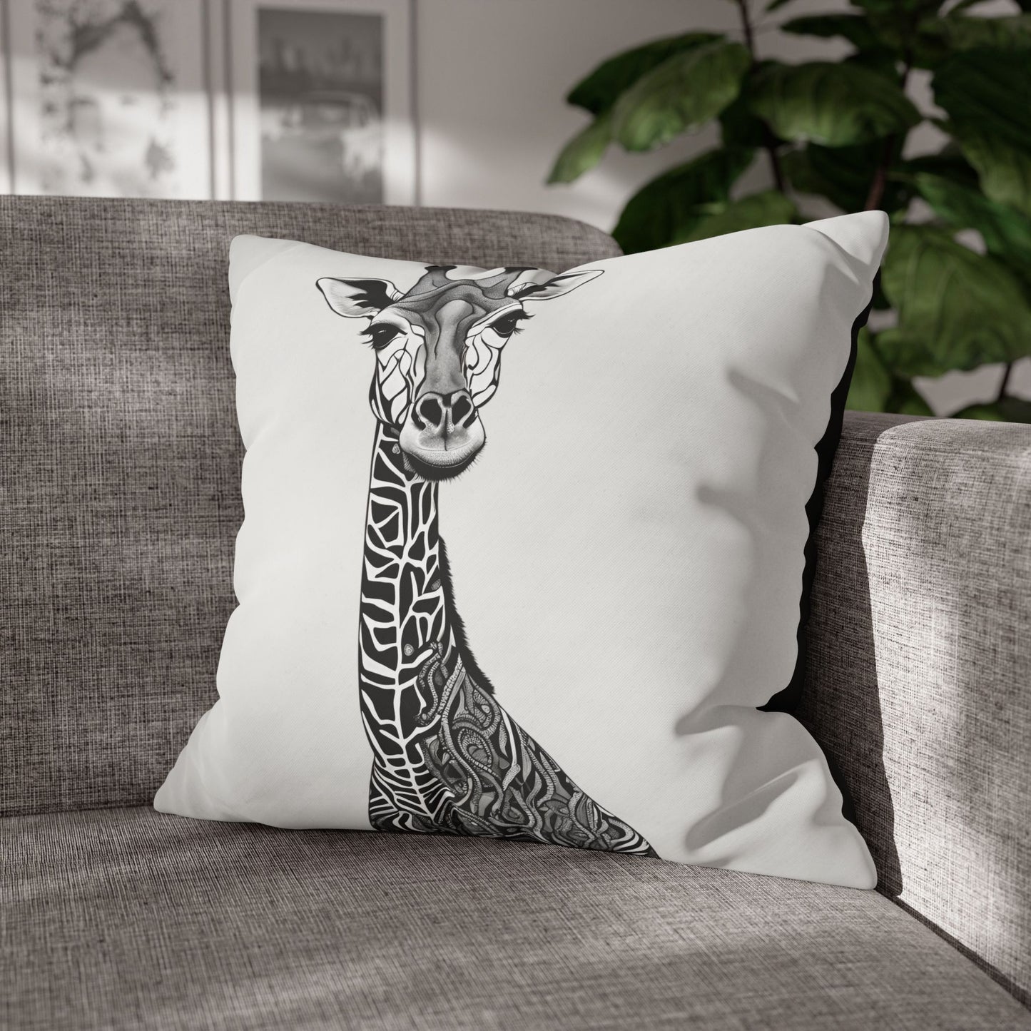 Giraffe Square Poly Canvas Pillowcase